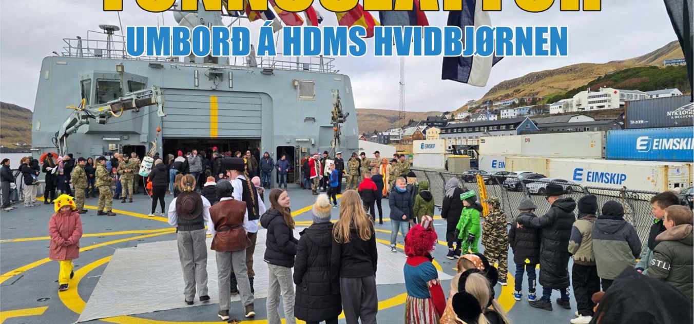 TUNNUSLÁTTUR UMBORÐ Á HDMS HVIDBJØRNEN SUNNUDAGIN 15. FEBRUAR 